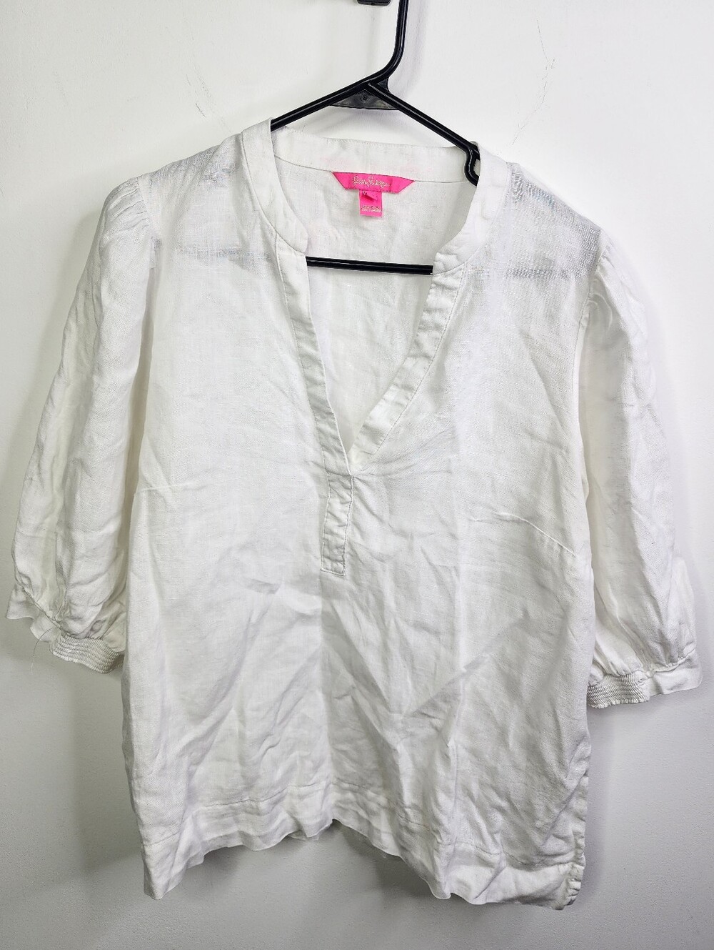 Mialeigh Linen Top, Slight Puff Sleeve, 100% Linen, Size 14 (XL)